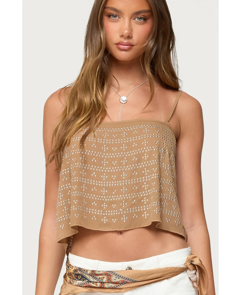 Edikted Womens Sunna Studded Top