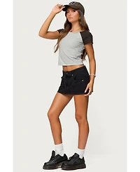 Edikted Womens Liva Contrast Raglan T Shirt