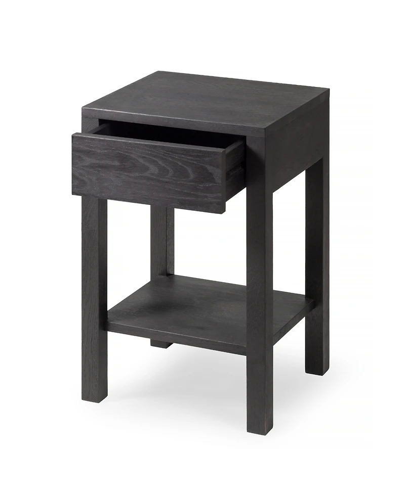 Woodek Set of 2 Black Vintage Style Wooden Nightstands with Storage Drawer - Side Table for Bedroom