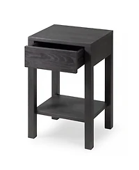 Woodek Set of 2 Black Vintage Style Wooden Nightstands with Storage Drawer - Side Table for Bedroom