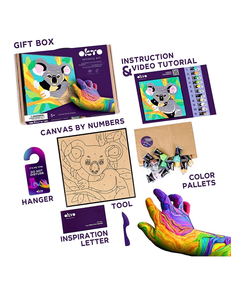 Wise Elk Okto Clay by Numbers - Koala - (11.4×11.4 in) - Ages 5+