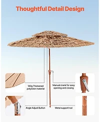 Slickblue Two Tier Tiki Thatched Patio Umbrella for Pool Garden or Beach Shade