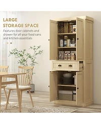 Slickblue Stylish Wooden Kitchen Storage Cabinet with Adjustable Shelves for Pantry Organization