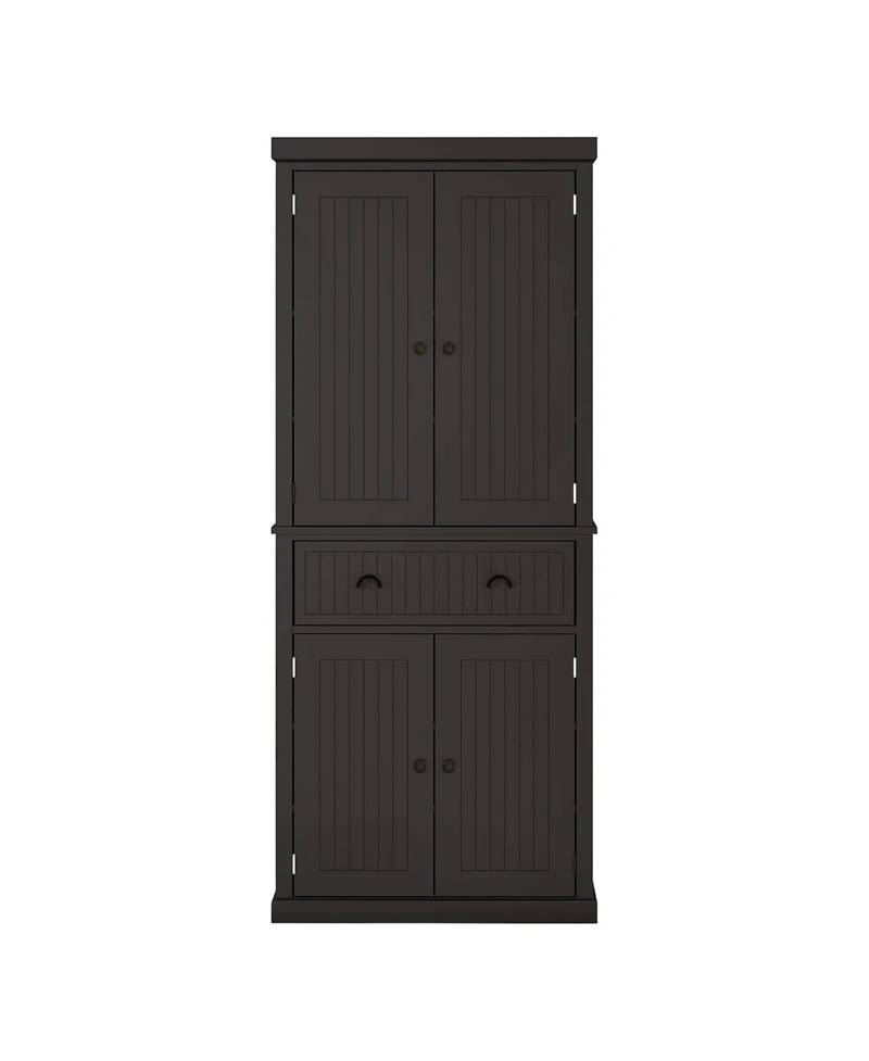 Tall Wooden Kitchen Storage Cabinet with Adjustable Shelves for Pantry Use