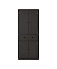 Tall Wooden Kitchen Storage Cabinet with Adjustable Shelves for Pantry Use