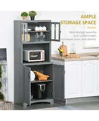 Slickblue Heavy Duty Kitchen Storage Cabinet with Doors and Shelves for Organized Pantry Space