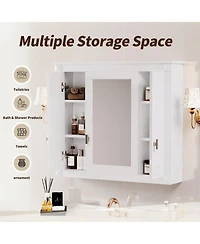 Slickblue Wall Mounted Medicine Cabinet with Mirrored Door and 4 Shelves for Bathroom Storage