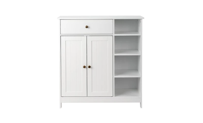 Slickblue Double-Door Bathroom Cabinet with Adjustable Panels, Drawer, and Side Shelves