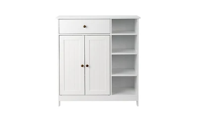 Slickblue Double-Door Bathroom Cabinet with Adjustable Panels, Drawer, and Side Shelves