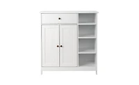 Slickblue Double-Door Bathroom Cabinet with Adjustable Panels, Drawer, and Side Shelves