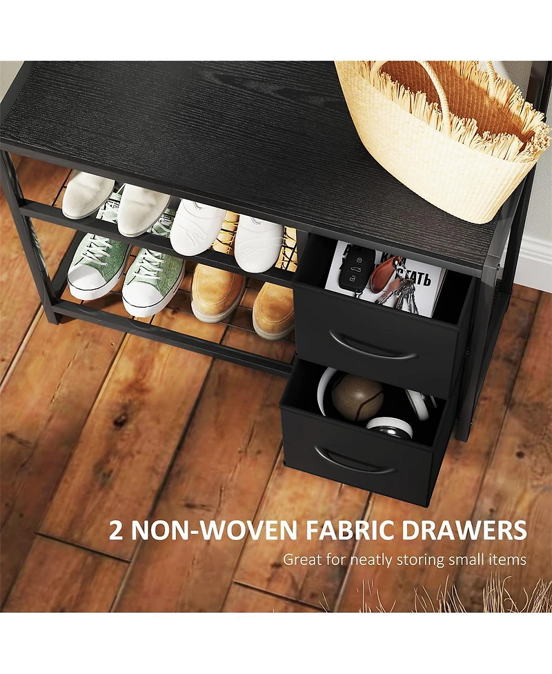 Slickblue Shoe Storage Cabinet and Hall Tree Combo for Organized Entryway Shoes