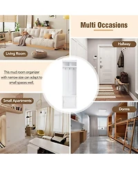 Elegant Hall Tree with Cabinet Coat Rack and Storage Bench for Hallway Living Room