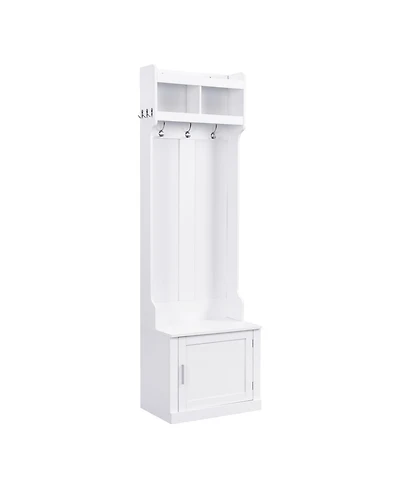 Elegant Hall Tree with Cabinet Coat Rack and Storage Bench for Hallway Living Room