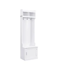 Elegant Hall Tree with Cabinet Coat Rack and Storage Bench for Hallway Living Room