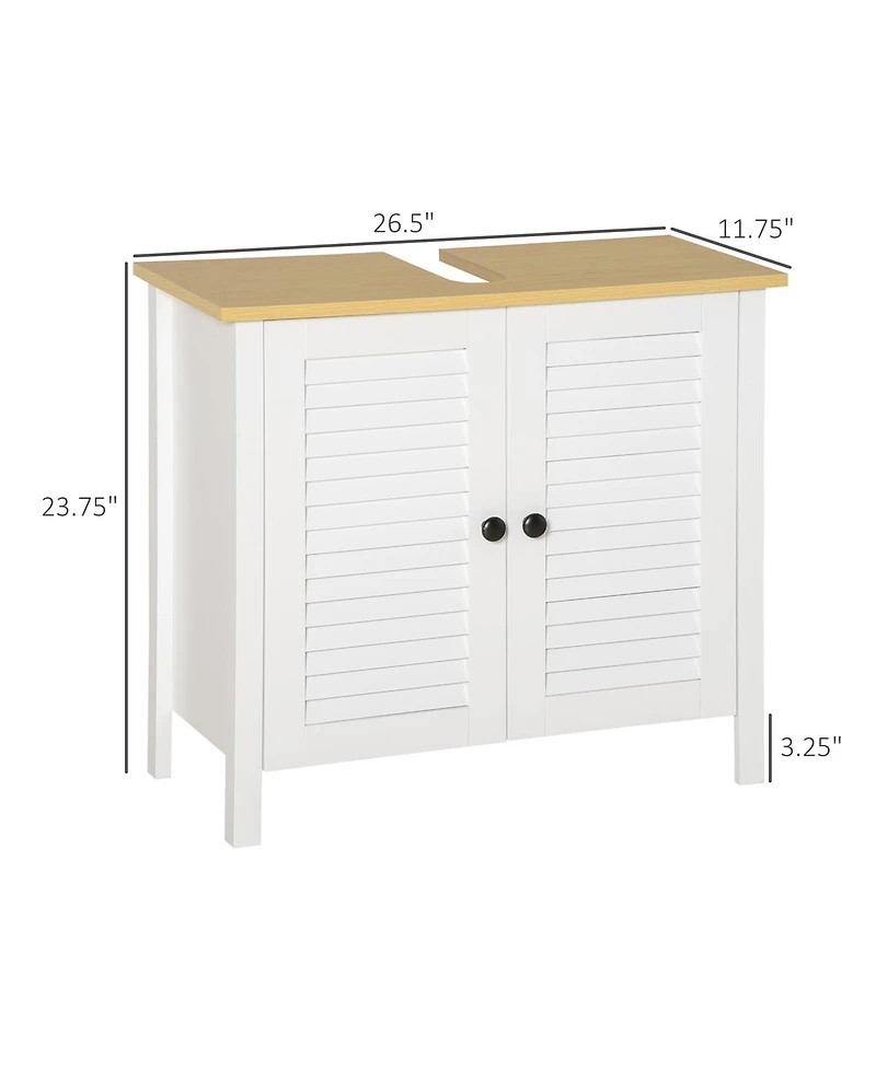 Slickblue Pedestal Sink Storage Cabinet with Double Doors for Bathroom Organization