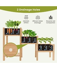 Gymax 3-Tier Wooden Garden Bed Elevated Planter w/ 3 Planter Boxes, Open Storage Shelf