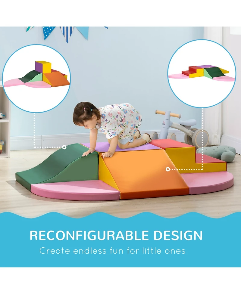 Qaba 6-Pieces Foam Climbing Blocks for Toddlers 1-3 Years, Assorted