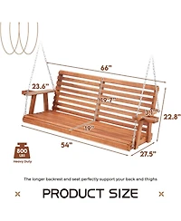 Aecojoy Upgraded 2-3 Person Wooden Porch Swing