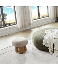 The Pop Home Modern Mushroom Ottoman with Wool Cushion, Footstool, Upholstered Seat for Living Room or Bedroom-The