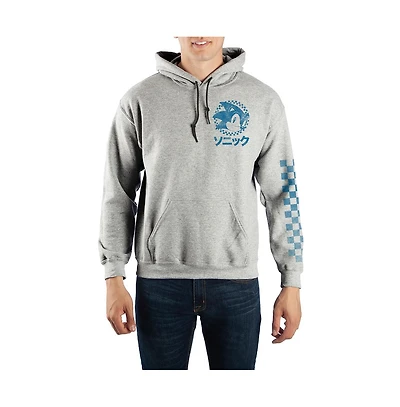Sonic The Hedgehog Kanji Text Pullover Hooded Sweatshirt-Large