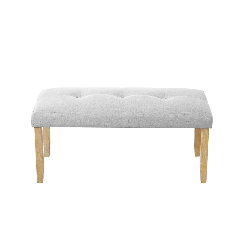 The Pop Home Linen Upholstered Tufted Bench, 40" Padded Bedroom Bench with Wood Legs, for Entryway or End of Bed-The Pop Home
