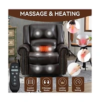 Maison Boucle Dual Motor Power Lift Recliner with Massage & Heat, Leather Electric Chair Usb Infinite Positions-Maison