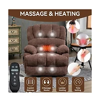 Maison Boucle Oversized Power Lift Recliner for Big & Tall Adults, 23" Wide Chenille Chair with Massage, Heat Usb-Maison