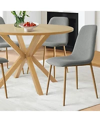 Compact 5-Piece Dining Set with 39.5 Inch Round Table and 4 Chairs, Natural Wood Look for Small Kitchens or Apartments-Maison Boucle