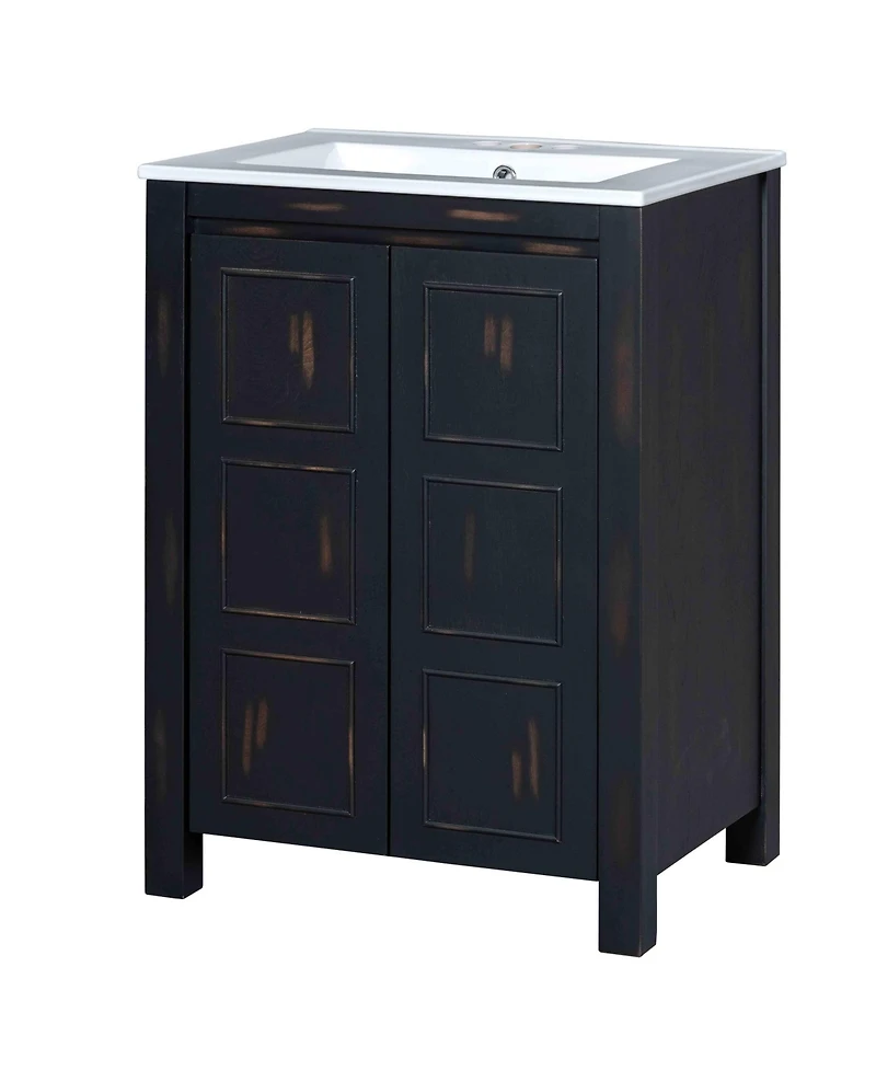Casainc 24x18x34" Small Bathroom Vanity Combo with Ceramic Sink and 2 Soft-Close Doors
