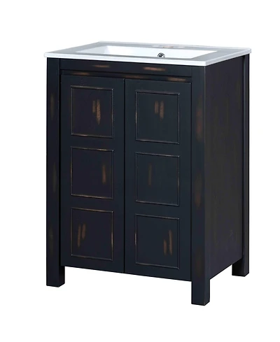Casainc 24x18x34" Small Bathroom Vanity Combo with Ceramic Sink and 2 Soft-Close Doors