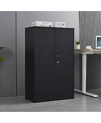 Metal Storage Cabinet with Locking Doors and Adjustable Shelf, Folding Filing