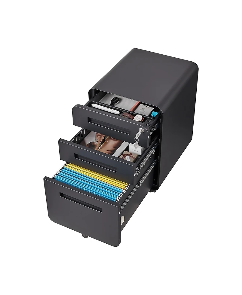 3 Drawer Mobile File Cabinet Under Desk Office Versatile Storage Cabinet for Legal/Letter/A4 Files