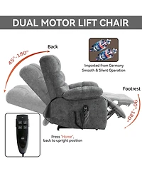 Lift Recliner Chair Heat Massage Dual Motor Infinite Position Up to 350 Lbs Large Electric Power Lift Recliners with Power-Remote