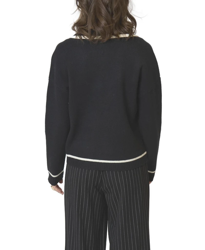 Central Park West Women's Astrid Piped Sweater Jacket