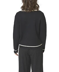 Central Park West Women's Astrid Piped Sweater Jacket