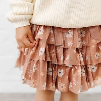 Sweet Wink Little and Big Girls Ditsy Fall Floral Printed Tiered Tutu Skirt
