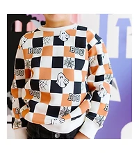 Sweet Wink Little and Big Boys Boo Checkered Halloween Sweatshirt