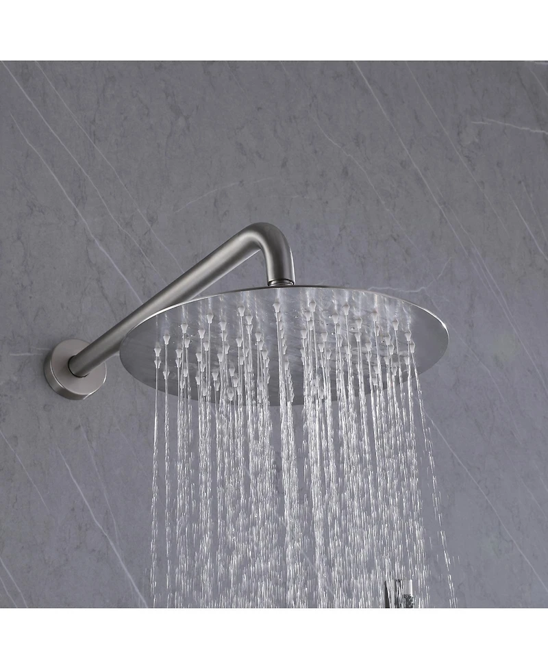 Single-Handle 3-Spray Round High Pressure Tub and Shower Faucet Brushed Nickel (Valve Included)