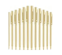 Htutwoo Gold Slim Ballpoint Pens Black Ink Medium Point(1 Mm), Nice Gift For Wedding Business Office Students Teachers Christmas 12pcs