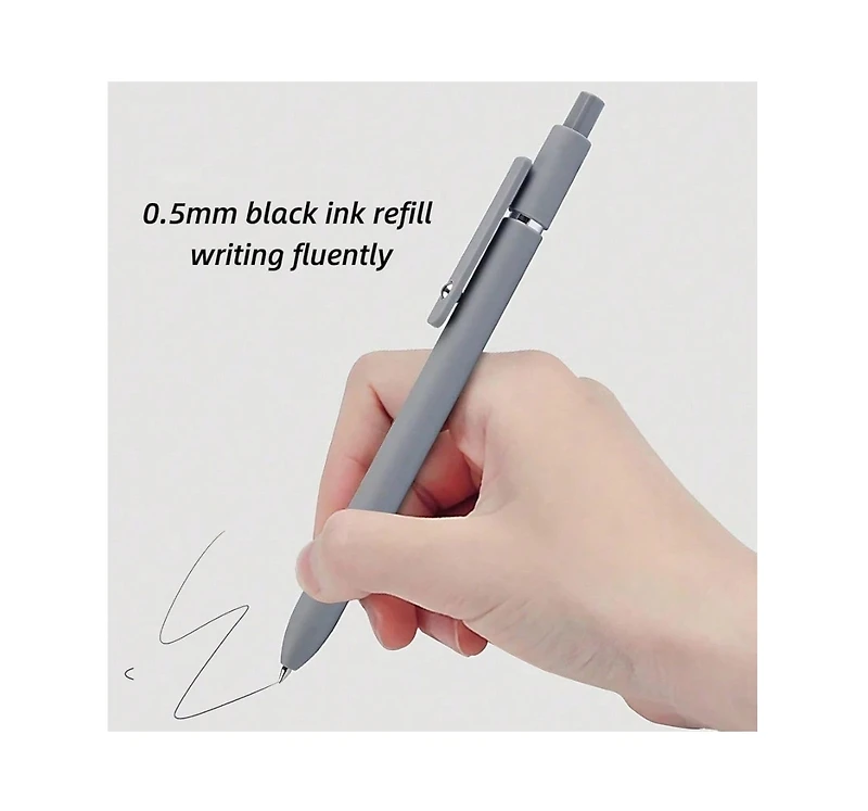 Htutwoo Gel Pens 10 Pcs 0.5mm Black Ink Pens Fine Point Smooth Writing Pens With Silicone Grip High-End Series Metal Clip Retractable Pens For Journal