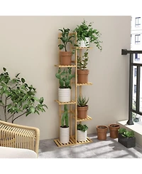 Unho Bamboo Plant Stand Rack Corner Flower Shelf Storage Rack