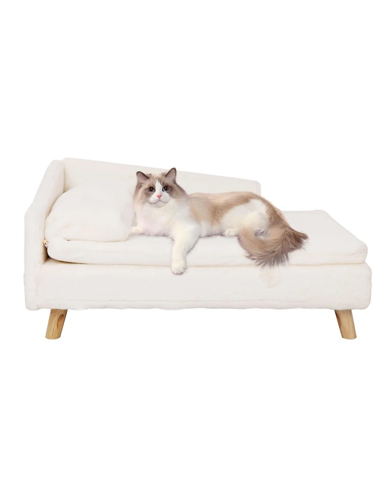 BingoPaw L Shaped Elevated Waterproof Pet Bed with Soft Removable Cushion Mat and Pillow