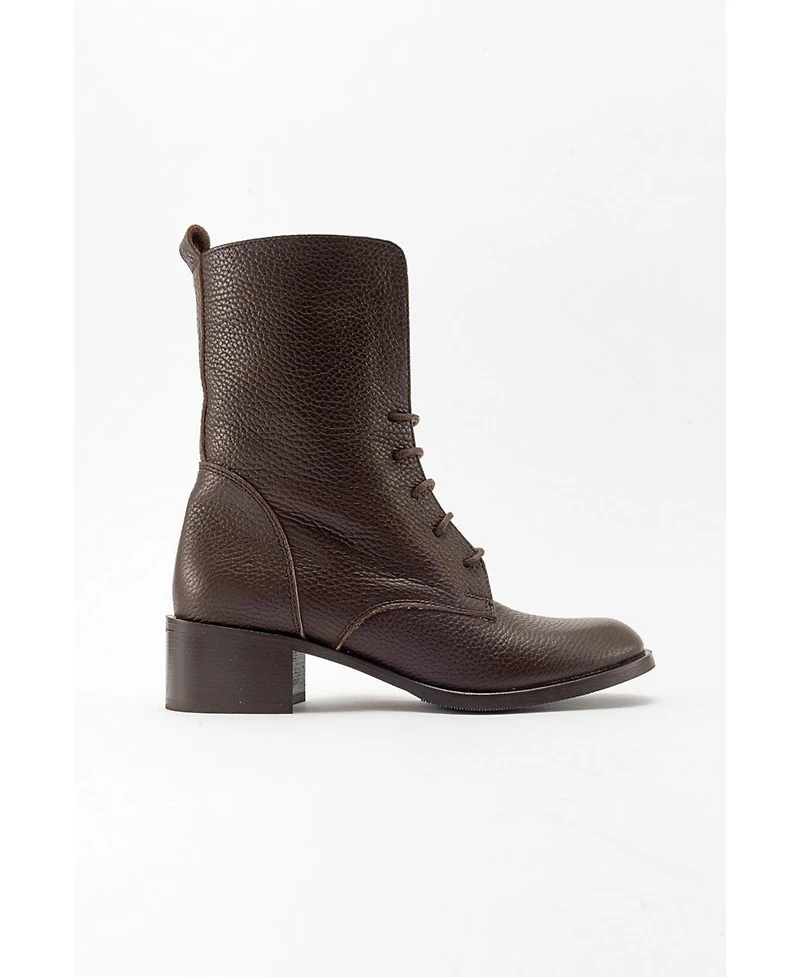 Forever & Always Shoes Lana Leather Block Heel Boot (Women)