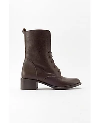 Forever & Always Shoes Lana Leather Block Heel Boot (Women)