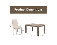 Morden Fort 3-Pieces Rustic Rectangular Wooden Top Dining Table Set with 2 Linen Upholstered Chair