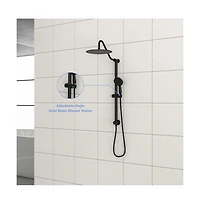 Rainsken 10 Inch Shower System with 5 Function Rain Hand Shower, 26.3" Slide Bar Shower Head Combo, Matte Black