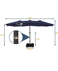 15 ft. Outdoor Rectangular Crank Market Umbrella Patio