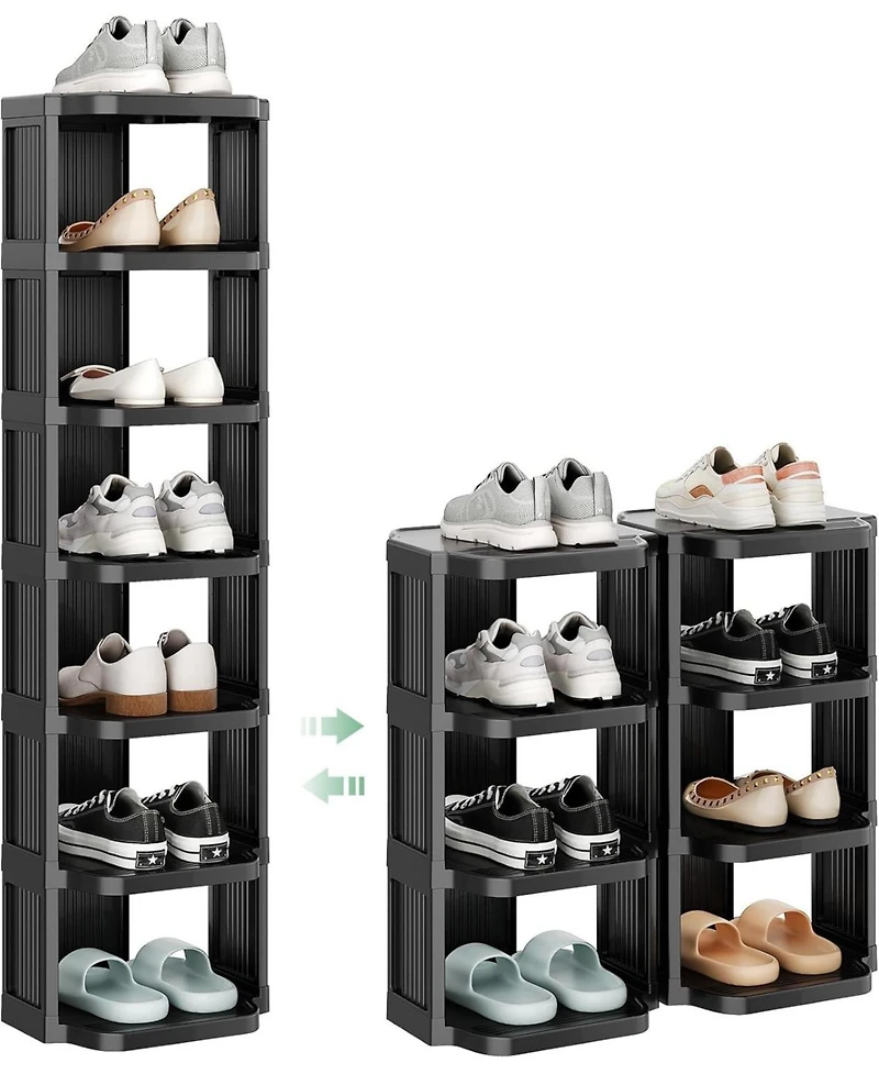 Kitstorack Vertical Shoe Rack: 8 Tiers Stackable Shoe Rack for Closet Diy Free Standing Shoe Organizer Small Shoe Shelf for Small Spaces and Narrow Sp