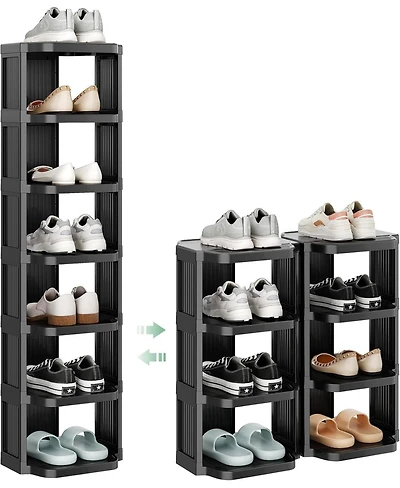 Kitstorack Vertical Shoe Rack: 8 Tiers Stackable Shoe Rack for Closet Diy Free Standing Shoe Organizer Small Shoe Shelf for Small Spaces and Narrow Sp