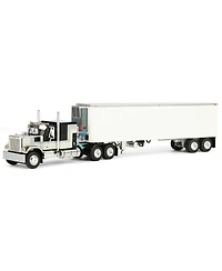 First Gear Dcp 1/64 Black Gmc General with 60in Flattop Sleeper & 40ft Vintage Reefer Trailer 60-1923